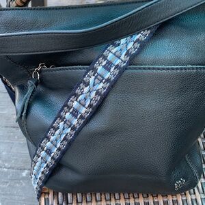 The Sak black buttery soft leather shoulder bag w/detachable crossbody strap